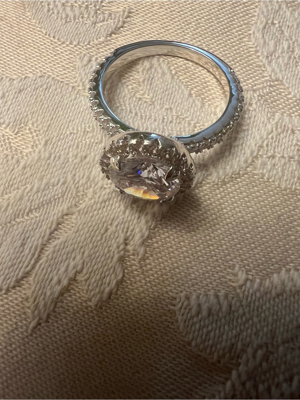 Elegant Silver Halo Ring with Clear Center Stone